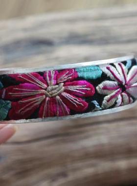 纯手工老绣片苗银复古民族风格