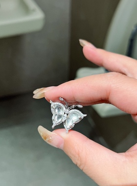 s925银镶嵌天然缅甸水沫玉蝴蝶吊坠高冰玻璃种轻奢小众优质项链