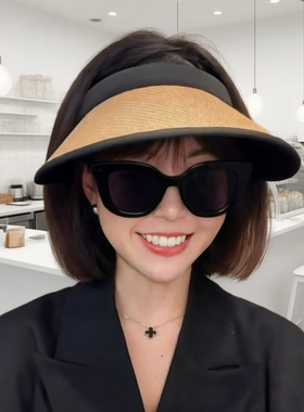 发夹式空顶遮阳防晒帽子女