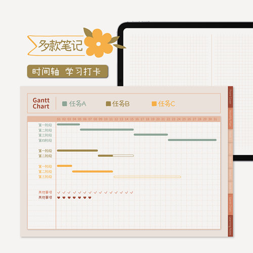 电子手帐goodnotes学习计划雅思考研笔记Notability打卡自律模板 - 图1