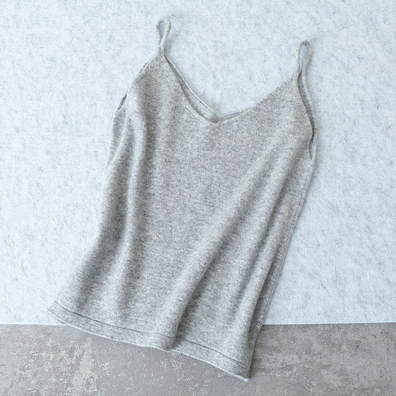100%纯羊毛小吊带背心女V领短款无袖针织打底衫内搭贴身穿春秋冬,淘宝优惠券,粉丝福利购,淘宝优惠卷