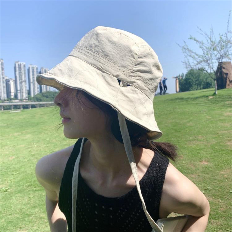 渔夫帽女夏季出游韩版遮阳显脸小蝴蝶结渔夫帽薄款可折叠百搭盆帽