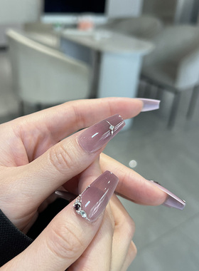 手工穿戴甲紫色优雅钻石美甲ins风网红爆款气质奢华日常宴会甲片