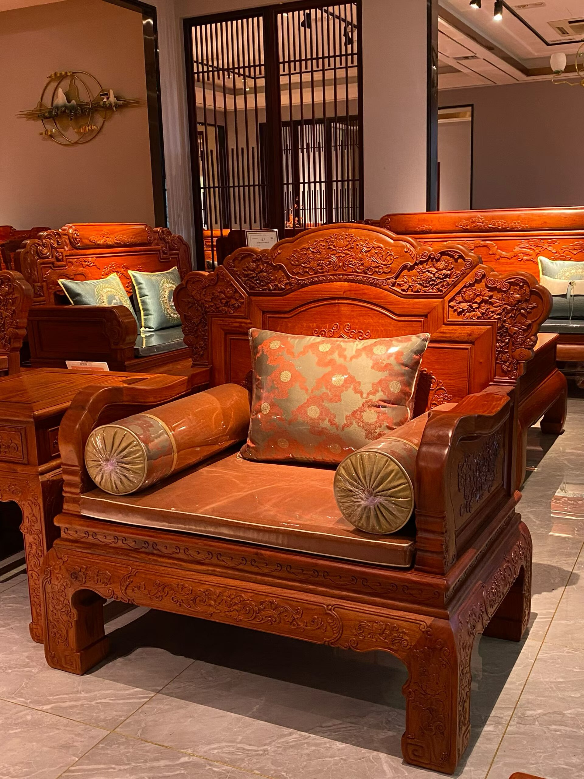 新款 富贵年年红木沙发 大果紫檀 缅甸花梨客厅中式 沙发组合