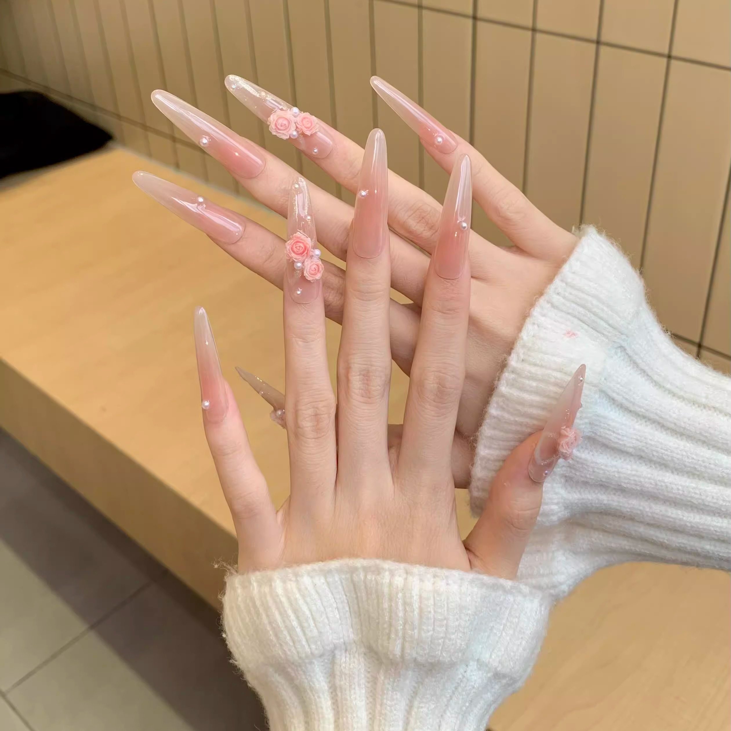 穿戴甲手工定制穿戴甲高光疗春夏蝴蝶结樱桃甜妹新娘可孕妇可拆卸,淘宝优惠券,粉丝福利购,淘宝优惠卷