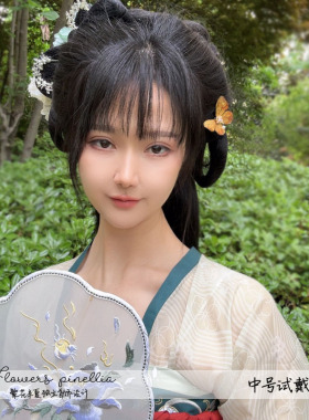 原创设计复古金色黄色立体蝴蝶边夹发夹汉服配饰古风闪闪亮女旅拍