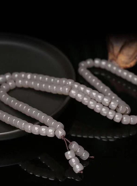 青海料和田胭紫玉老型珠禾田手链桶珠款圆珠款多圈手饰品礼物