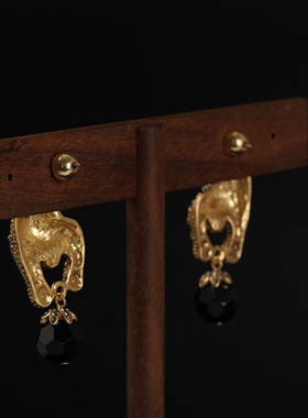 双头马水滴满钻夸张项链耳环