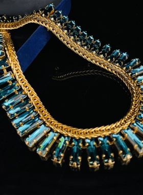 中古风复古宫廷风高级感复古镀真金项链毛衣链女款耳夹