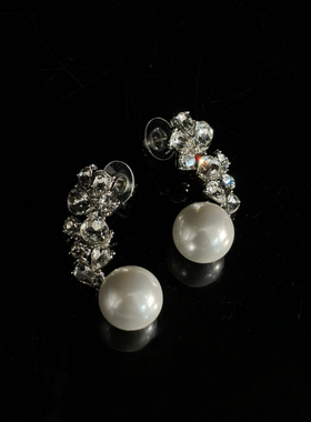 中古风复古宫廷风高级感复古镀白金项链毛衣链流苏耳钉耳环