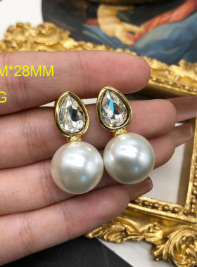 琉璃珍珠短款项链毛衣链同款耳环