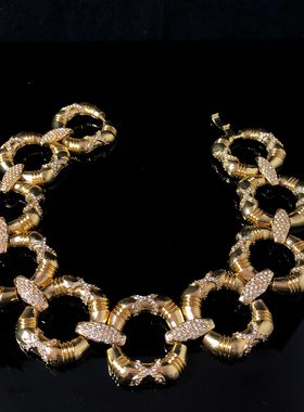 中古风复古宫廷风高级感复古镀真金925银针项链耳钉耳环手链