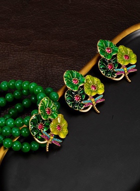 中古风vintage高级感气质小众设计手链仿祖母绿手镯手链绿琉璃