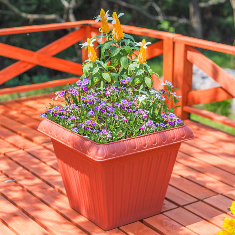 日本爱丽思IRIS塑料花盆园艺浮雕方形盆陶色花盆阳台蔬菜种植盆-图2