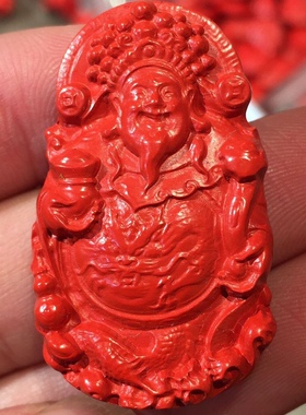 朱砂财神吊坠高含量红砂招财挂件项链男女饰品