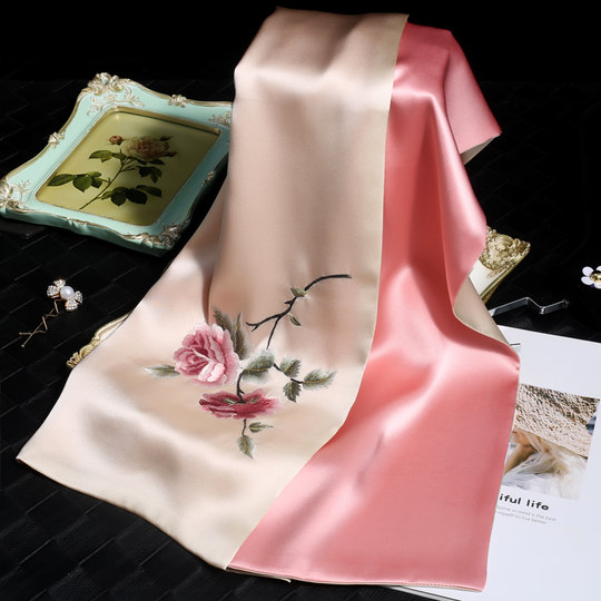 Scarf women's silk suede embroidery with cheongsam shawl