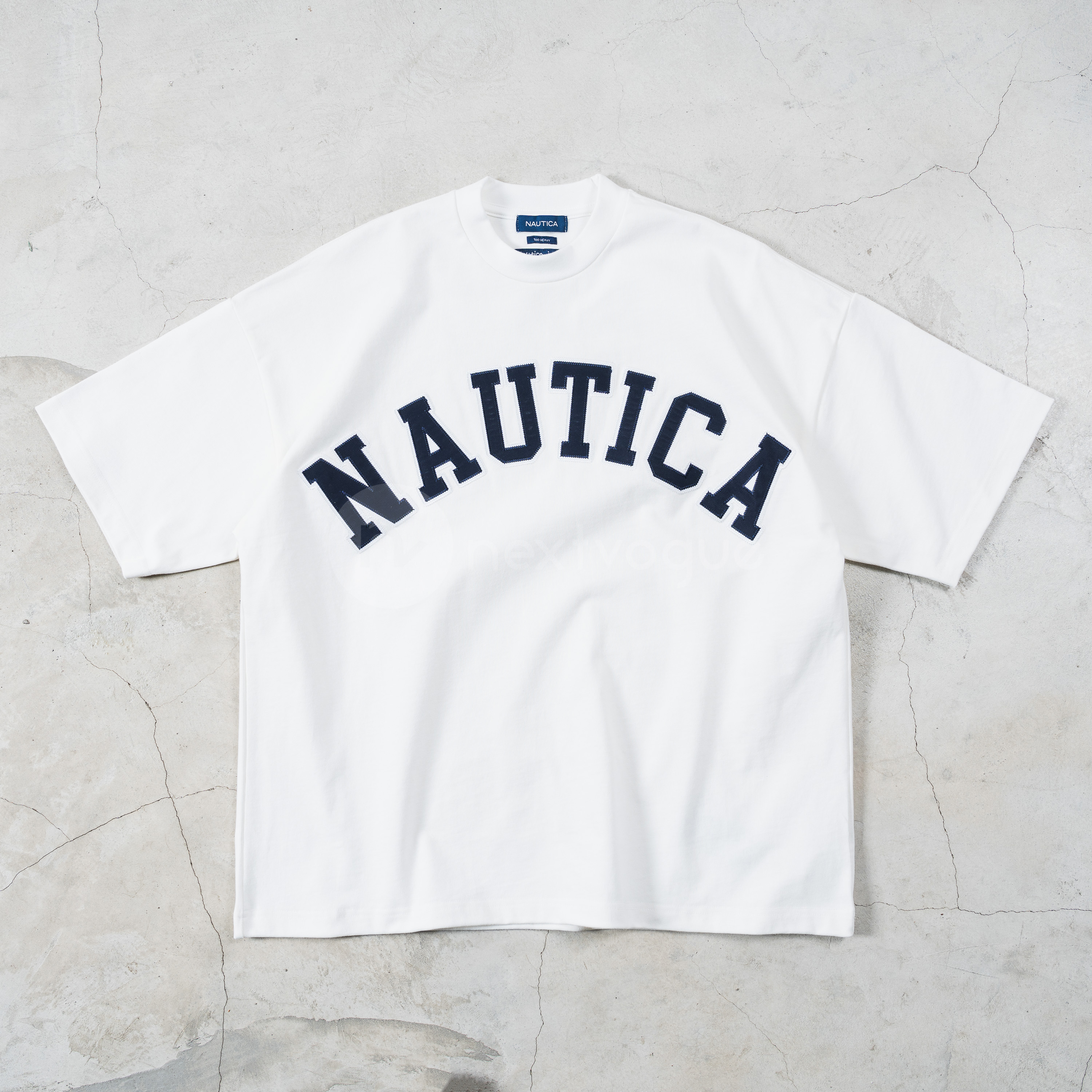 【NextVogue】NAUTICA 字母刺绣logo宽松全棉重磅休闲短袖T恤24ss - 图0