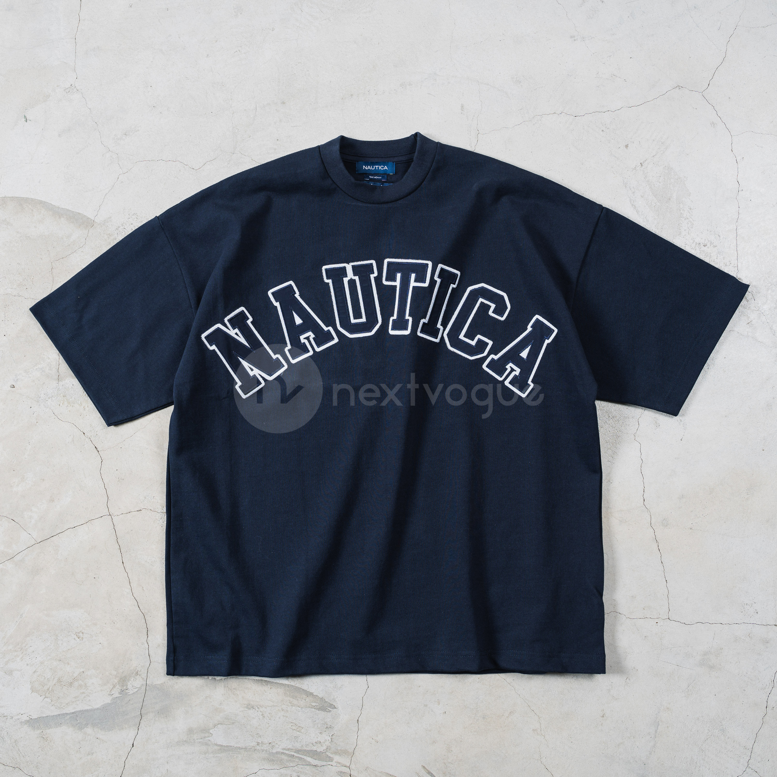 【NextVogue】NAUTICA 字母刺绣logo宽松全棉重磅休闲短袖T恤24ss - 图2