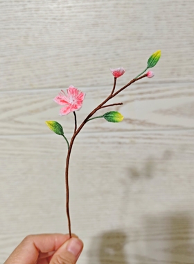 成品 微钩 桃花（无花托）一花苞三叶 可做胸针 加桃子再加20元