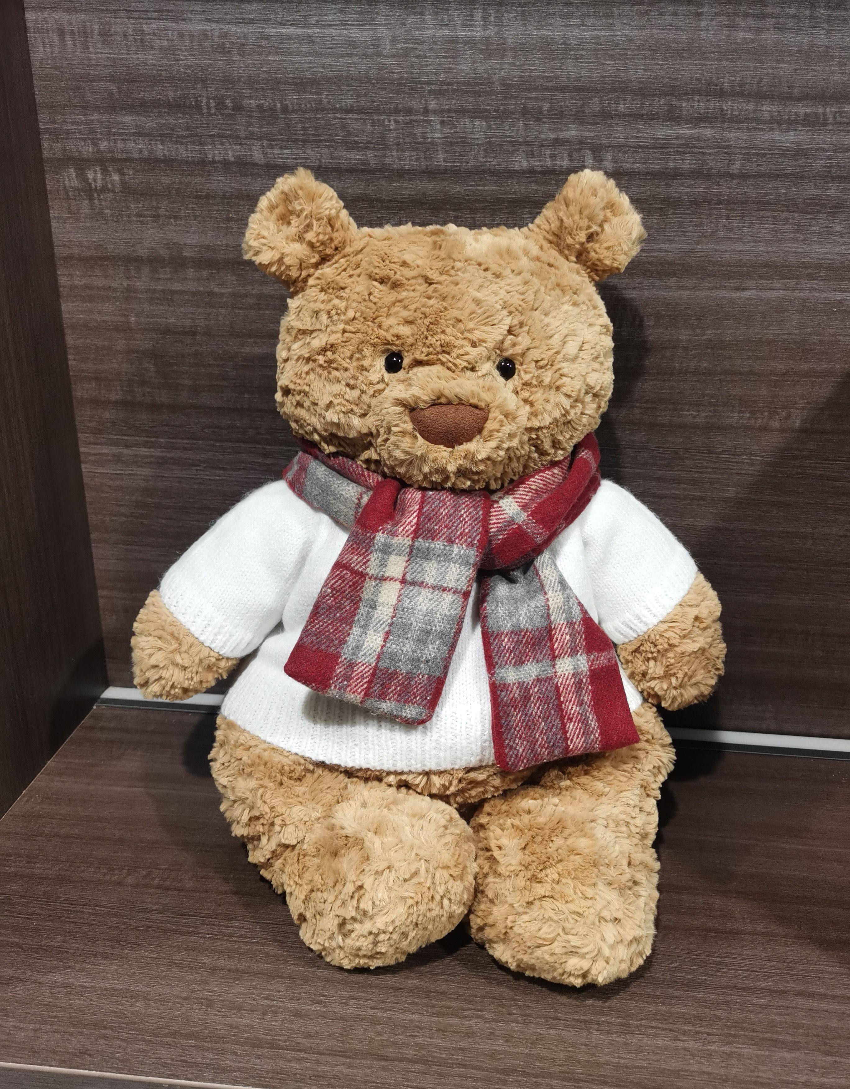 彩菲手作巴塞罗熊衣服新年围巾28cm36cm47cm玩偶格子围巾小熊娃衣,淘宝优惠券,粉丝福利购,淘宝优惠卷