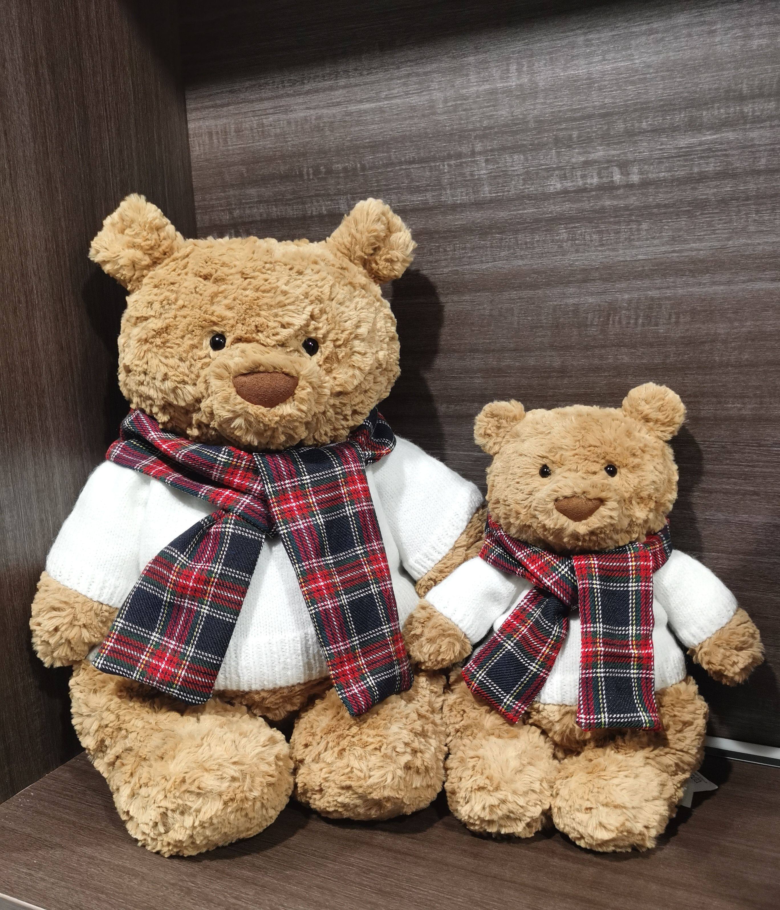 彩菲手作巴塞罗熊衣服新年围巾28cm36cm47cm玩偶格子围巾小熊娃衣,淘宝优惠券,粉丝福利购,淘宝优惠卷