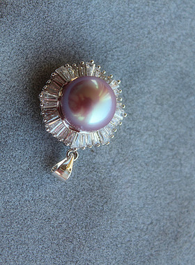 爱迪生淡水珍珠925银方糖吊坠