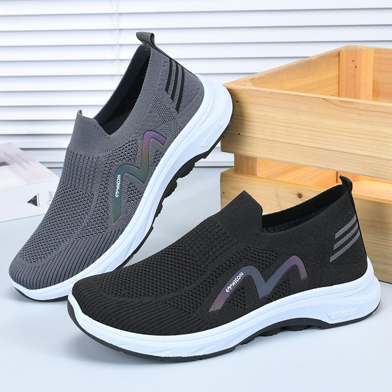 休闲鞋男春秋新款老北京布鞋软底一脚蹬男鞋时尚轻便不累脚健步 - 图1