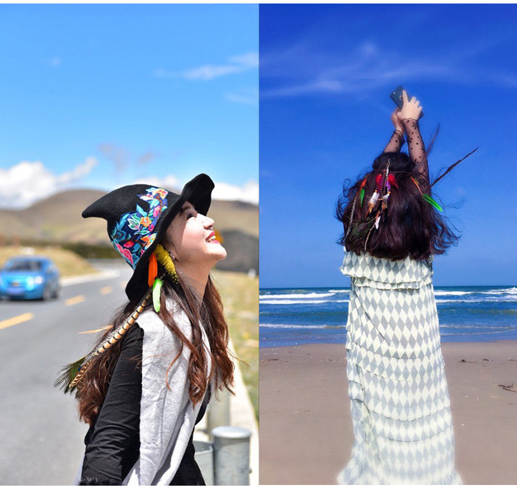 波西米亚民族风发饰印第安流苏发绳孔雀羽毛头饰男女超仙表演发带,淘宝优惠券,粉丝福利购,淘宝优惠卷