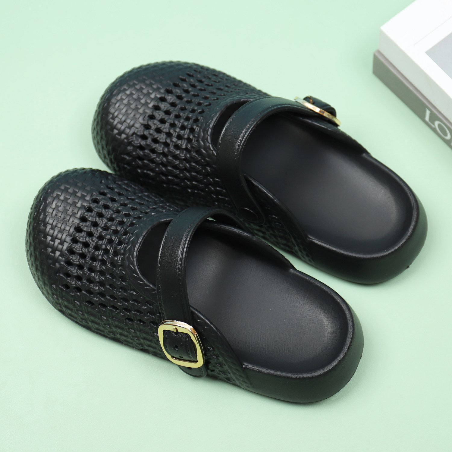 包头凉拖鞋女2026新款防滑踩屎感时尚百搭平底外穿懒人半拖鞋黑色,淘宝优惠券,粉丝福利购,淘宝优惠卷