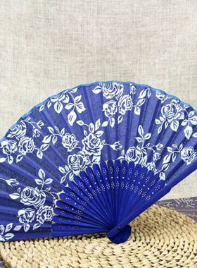 复古青花扇子吊饰古典布艺天花板