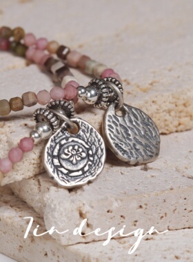 7in 坠链S925银【沐桃】原创小众设计复古粉色手作项链（40+5cm）
