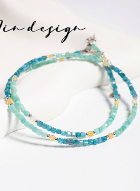 醉清风925银蓝色复古叠搭项链