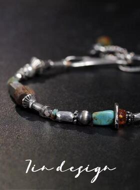 7in 925银木质手链【青岚】原创小众设计复古手作编织重工925手链