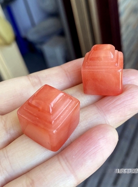 16x18mm金丝玉桃花酿印章秤砣吊坠DIY手链项链耳饰小配件