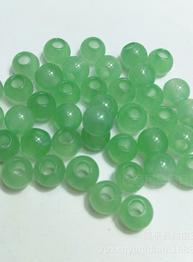 玉石散珠8mm10mm绿色大孔珠圆珠