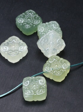 18x18mm天然岫玉天然如意背云 DIY手链项链配饰