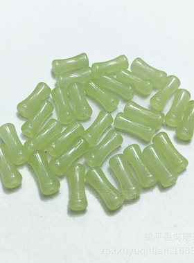 和田玉黄口色竹节散珠12mm