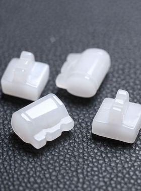 金丝玉白玉宝宝锁印章锁吊坠项链手链配饰 玉石吊坠