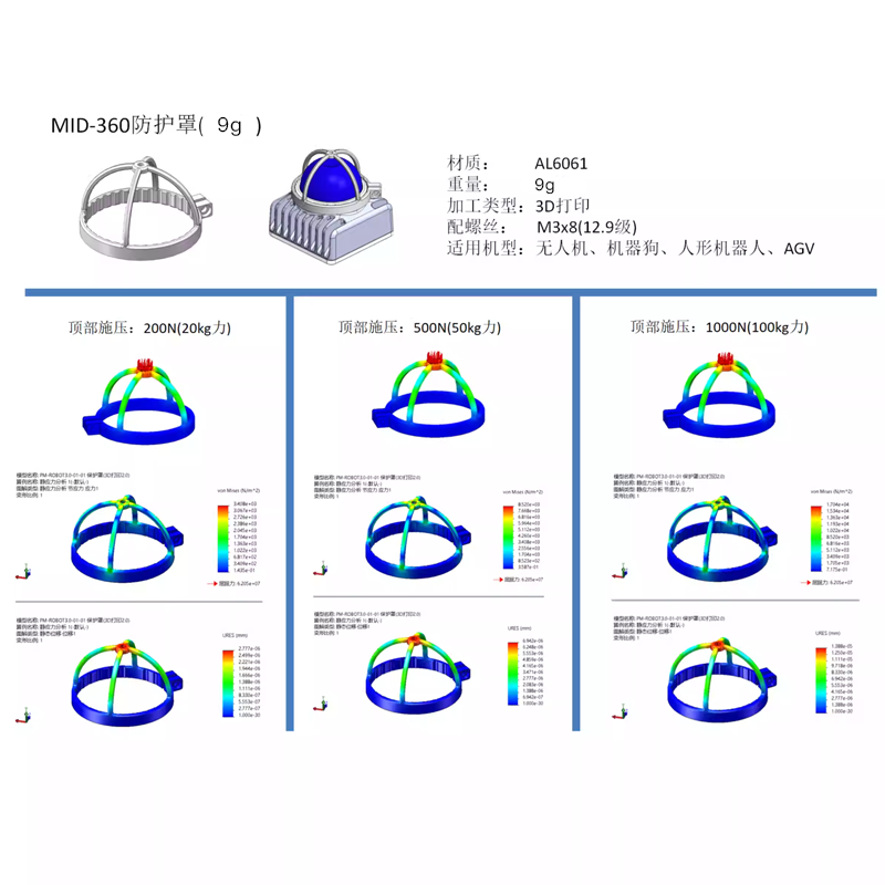 MID-360防护罩铝合金超轻仅9g 激光雷达保护 无人机机器人AGV - 图2