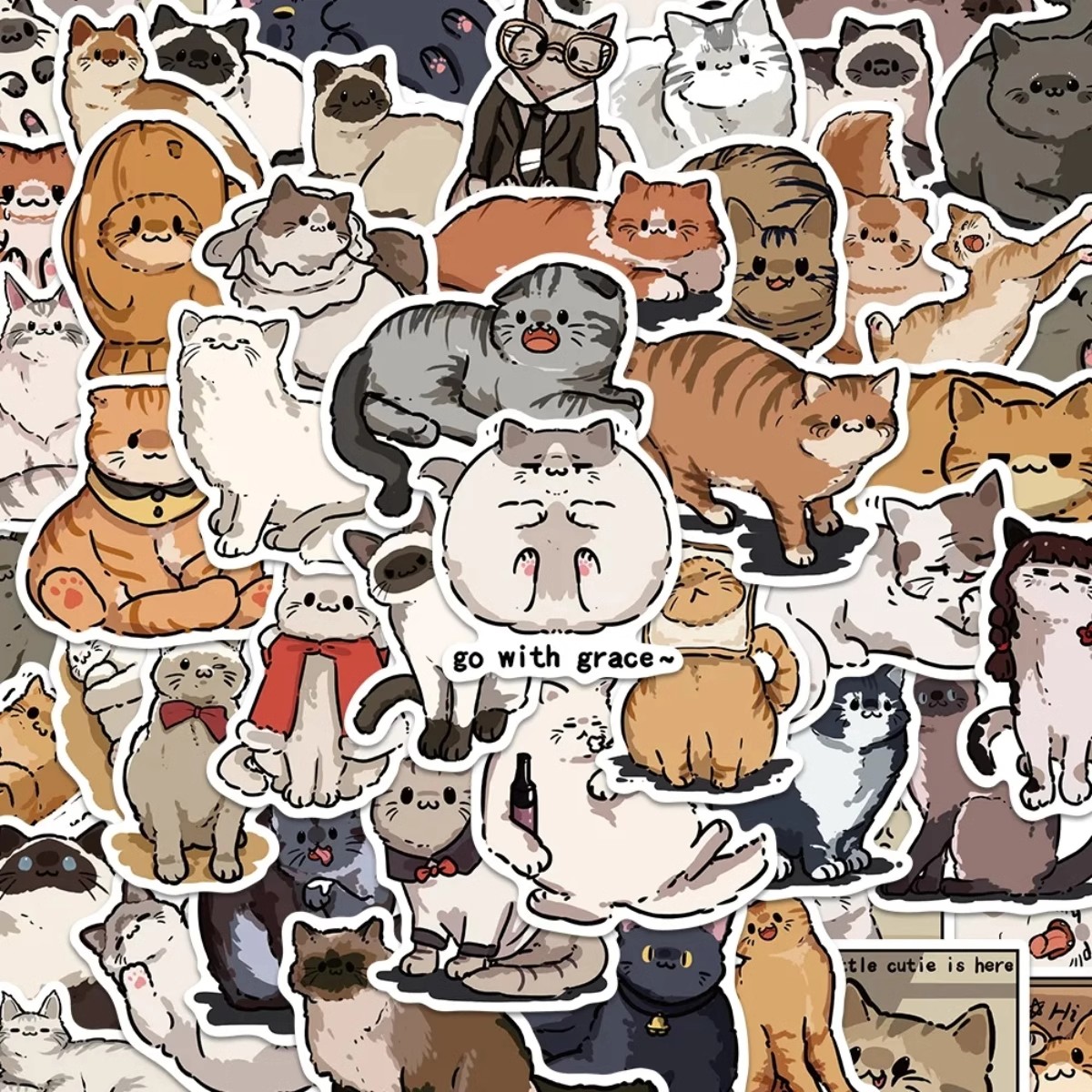 猫咪狗狗表情贴纸ins涂鸦可爱防水装饰贴画手帐水杯手机壳行李箱-图0