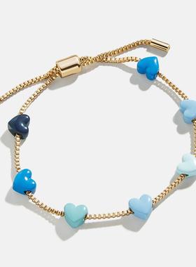 情人节跨境儿童彩色爱心渐变色手链ins时尚可爱电镀真金欧美饰品