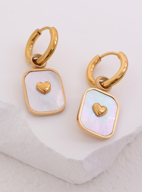 Earrings, Gold-Tone, Mother-of-Pearl, Heart, Set