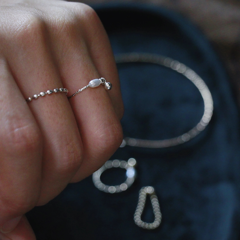 Ring Women's 925 sterling silver bead ring commuting, simple, versatile, light luxury, stackable, minimalist, non-fading, no need to take off the ring