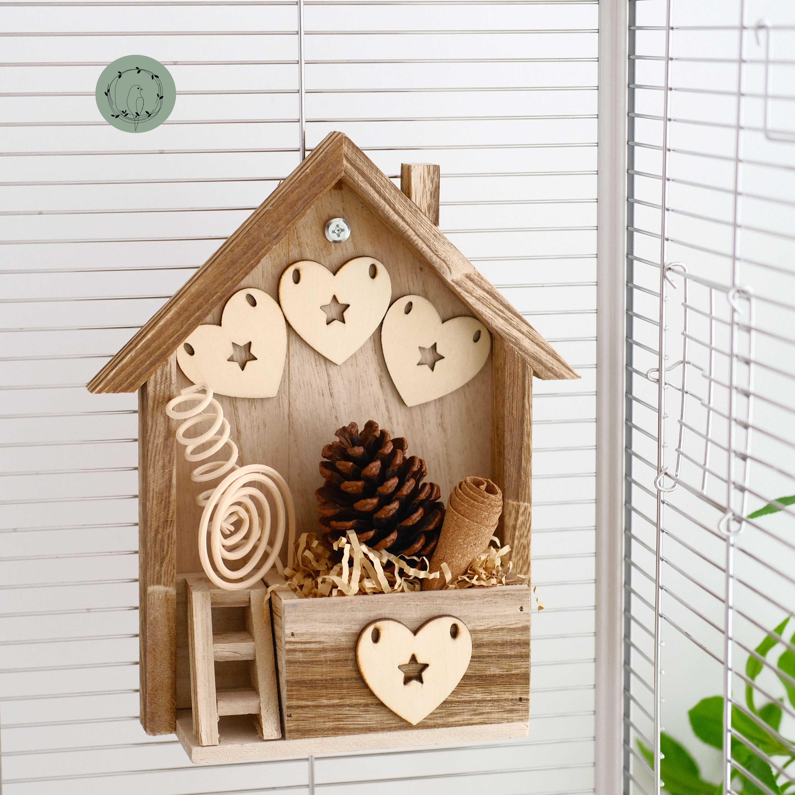 鹦鹉玩具小木屋房鸟笼装饰啃咬玩具大松果益智解闷用品牡丹玄凤 - 图0