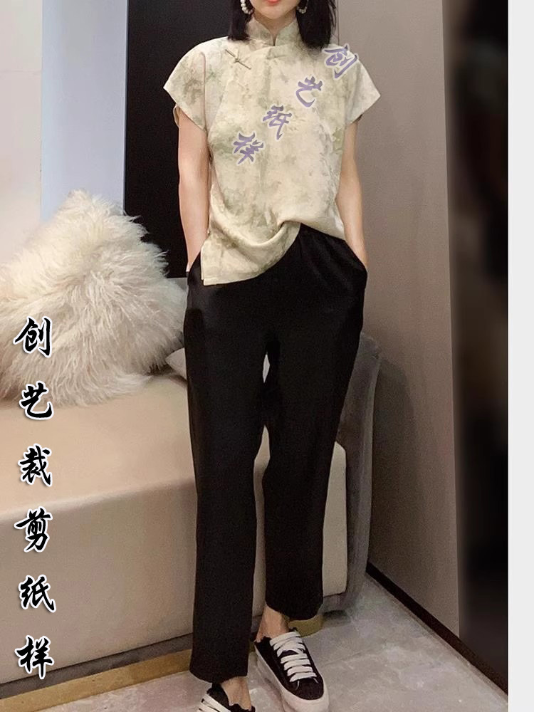 裁缝图纸N204新中式旗袍上衣国风汉服女夏季新款盘扣小衫裁剪纸样 - 图2