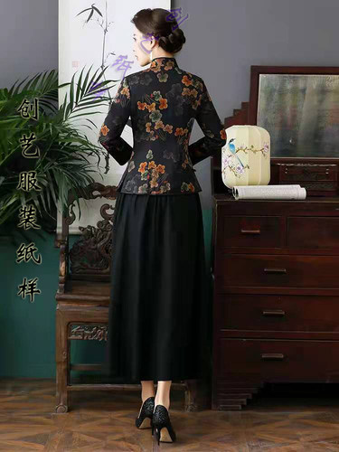 打版纸样B205改良旗袍真丝香云纱上衣唐装中式女装做衣服的裁剪图 - 图3