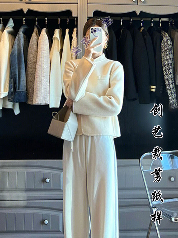 缝纫图纸N133秋冬女款新中式盘扣双面羊绒旗袍上衣短款外套衣服图,淘宝优惠券,粉丝福利购,淘宝优惠卷