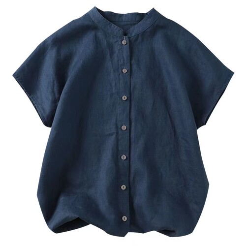 做衣服的图纸 CX246亚麻立领上衣衬衫春夏季宽松棉麻女装裁剪纸样 - 图3