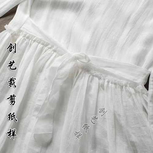制版打版CX259新款夏装苎麻连衣裙女装棉麻文艺宽松裙子服装裁剪 - 图1