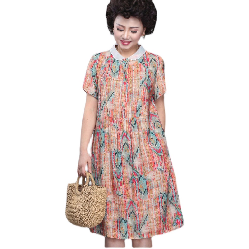 纸样图 C195中年妈妈连衣裙夏装夏季连衣裙遮肚做衣服1:1实样裁 - 图3